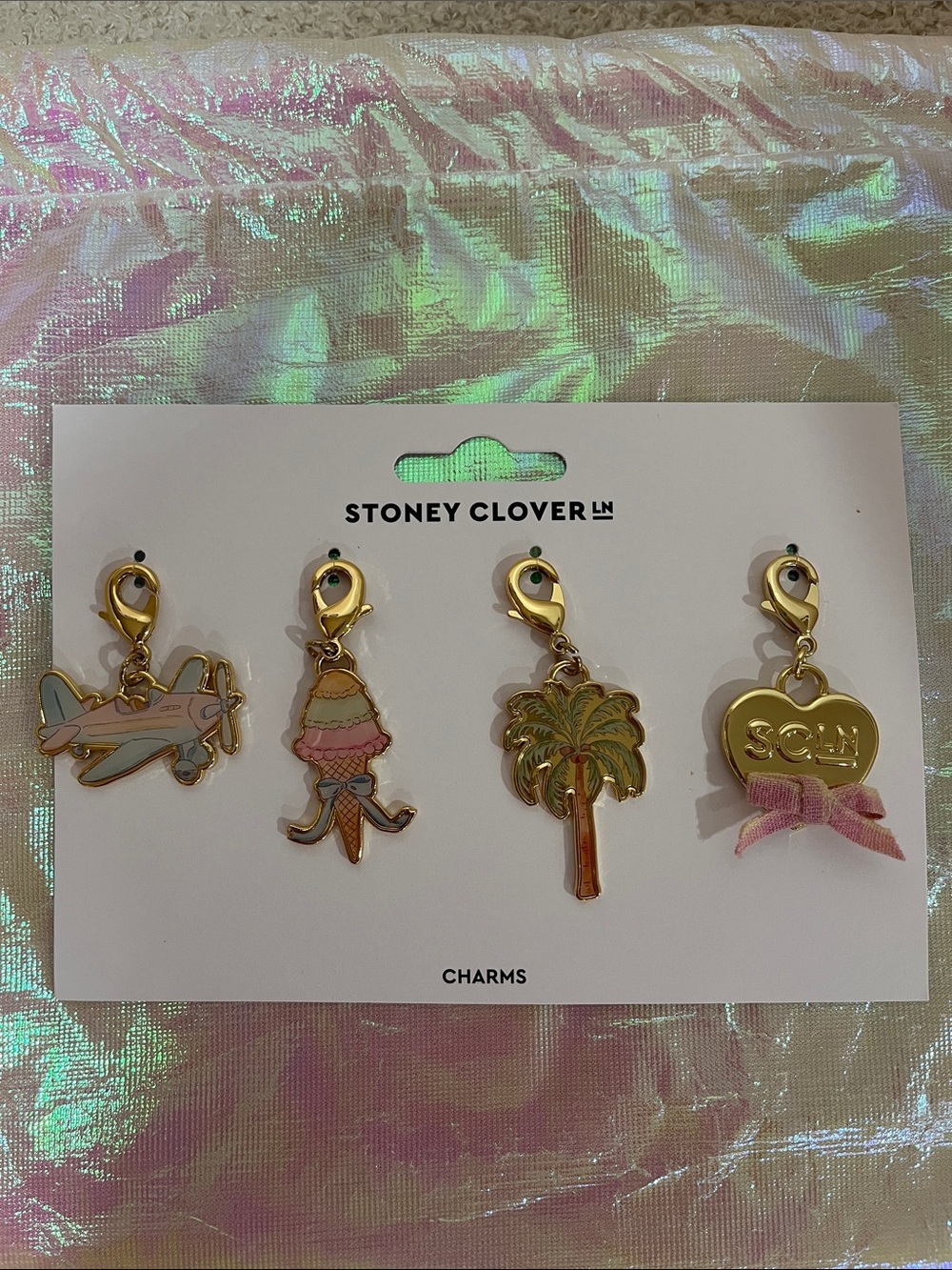 NWT Stoney Clover Lane Gold & Pastel Charm Set Beach Spring Break
